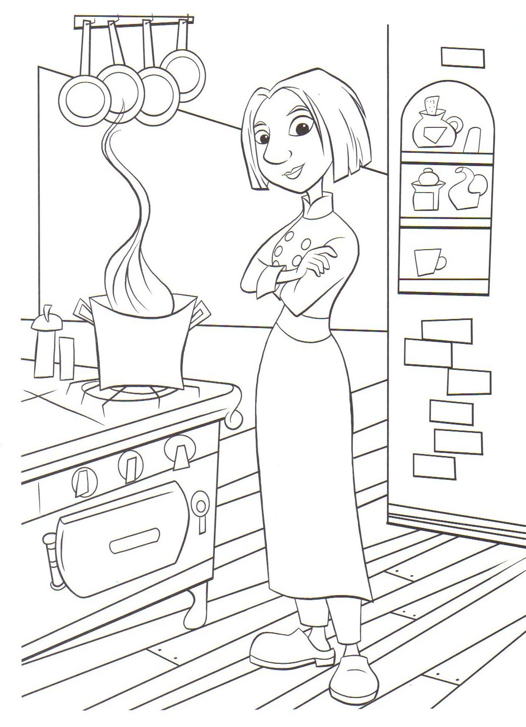 coloriage ratatouille colette dans la cuisine